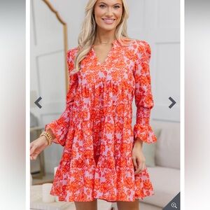 Floral Orange Midi Dress